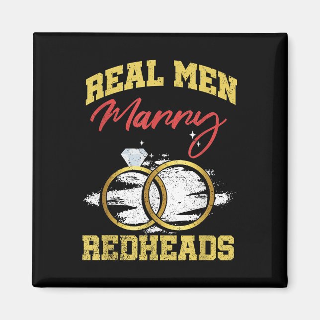 Real Manar Marry Rödhårig Bröllop Groom Bride Ging Magnet (Framsidan)