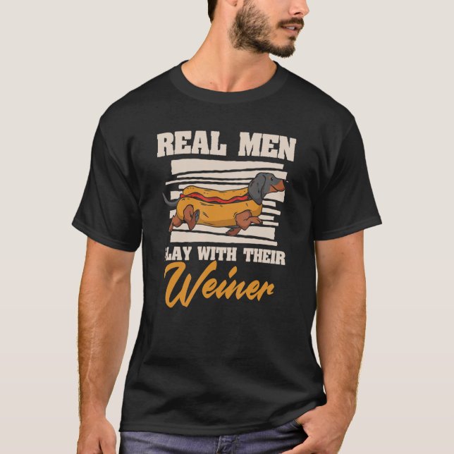 Real Manar Play and Weiners Dachshund Hund Whisper T Shirt (Framsida)
