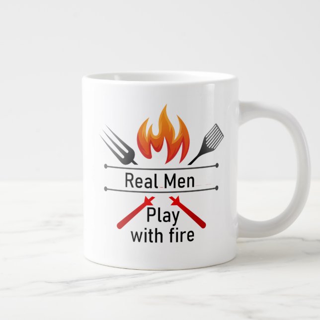 Real Manar Play med Fire Roligt BBQ Quote Mugg Jumbo Mugg (Höger)