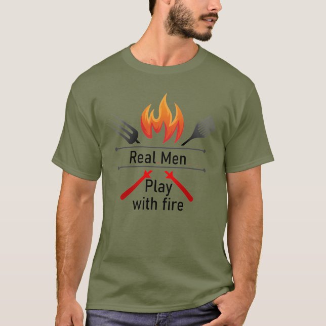 Real Manar Play med Fire Roligt BBQ-Vuxen T Shirt (Framsida)