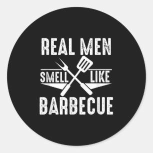 Real Manar Smell som Barbecue Funny Bbq Grilling G Runt Klistermärke