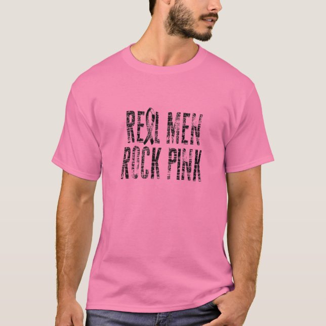 Real Manar Sten Rosa Killar Bära Rosa Breast Cance T Shirt (Framsida)