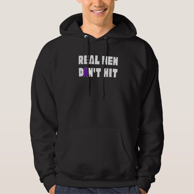 Real Men Don't Hit Domestic Violence Awareness Rib Hoodie (Framsida)