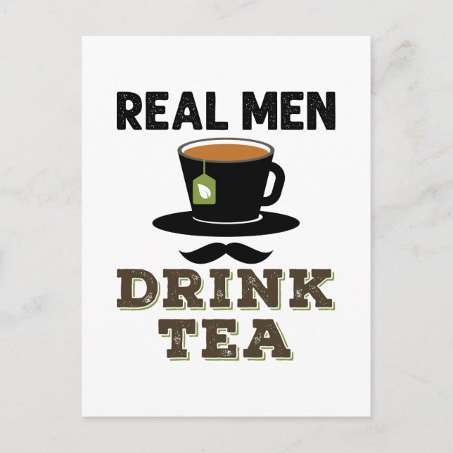 Real Men Drink Tea Cool Tea Drinker Lover Vykort (Framsida)