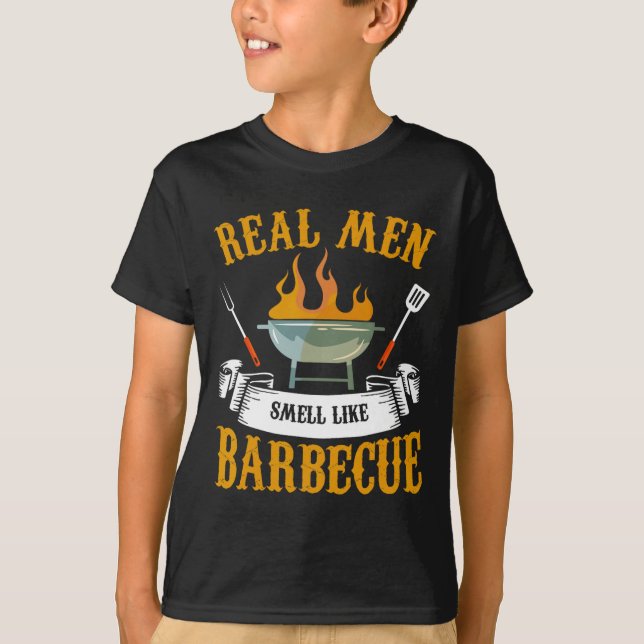 Real Men Smell Like Byrbecue Bbq Grilling Grill Co T Shirt (Framsida)