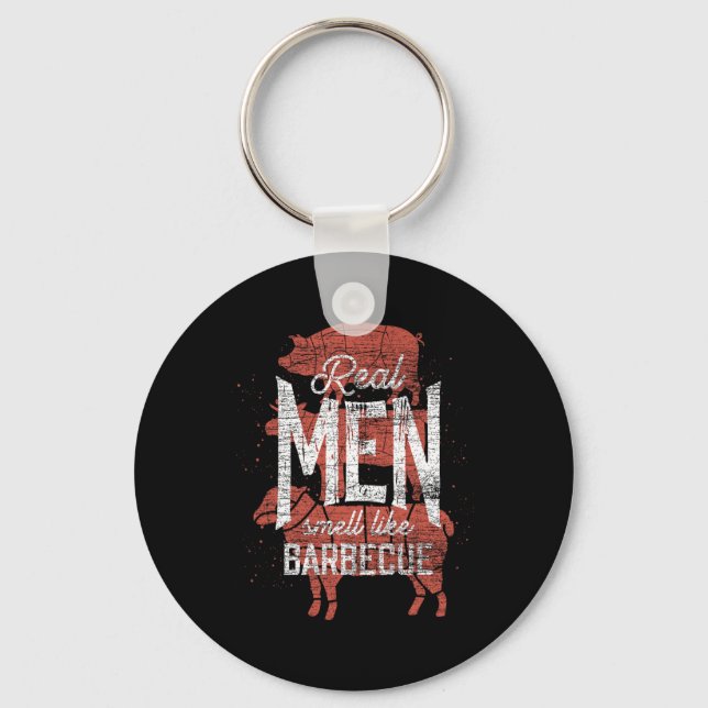 Real Men Smell Like Byrbecue Smoked Meat Men Gift  Nyckelring (Framsida)