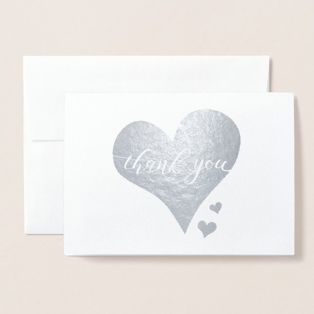 Real Metallic Tack Script Heart Folierat Kort (Framsida med kuvert)