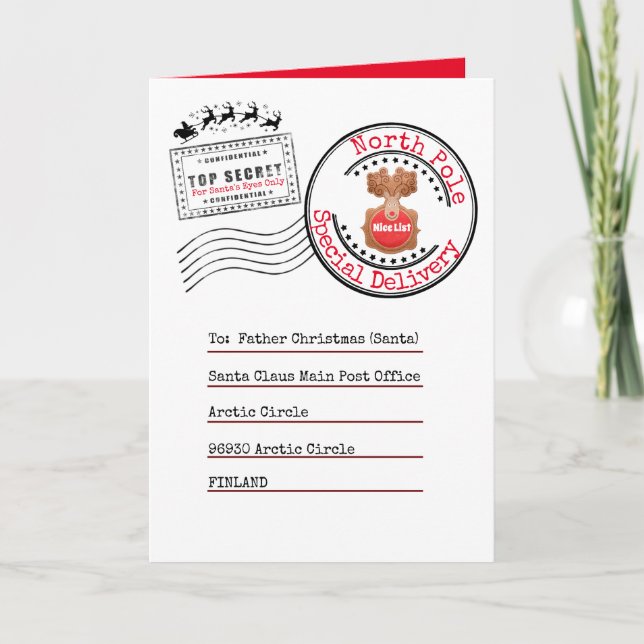 Real North Pole Delivery adress för barn, barn Kort (Framsida)