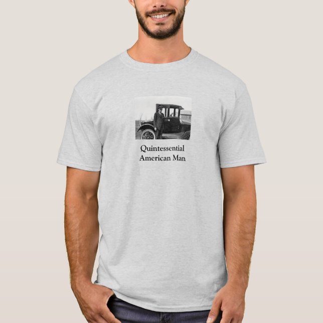 Real Photo Antique-bil med ägare T Shirt (Framsida)