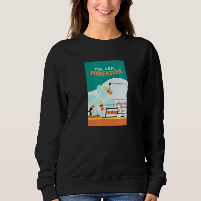 Real Podfather - Podcaster Radio Host Podcast T Shirt (Framsida)