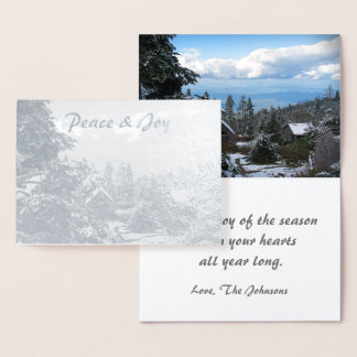 Real Silver Foil Helgdag Peace & Joy Mt. LeConte Folierat Kort