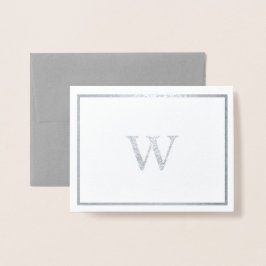 Real Silver Foil Monogram Note Card Folierat Kort