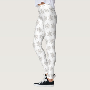 Real Silver Snowflake Mönster Leggings