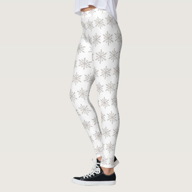 Real Silver Snowflake Mönster Leggings (Vänster)