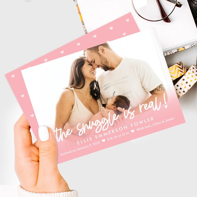Real Snuggle Roligt Baby Birth Notice Julkort (Skapare uppladdad)