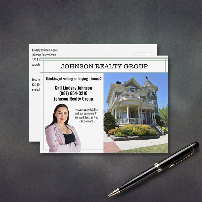 Real-state Agency Direct Mail Modern Sage Grönt Vykort (Skapare uppladdad)