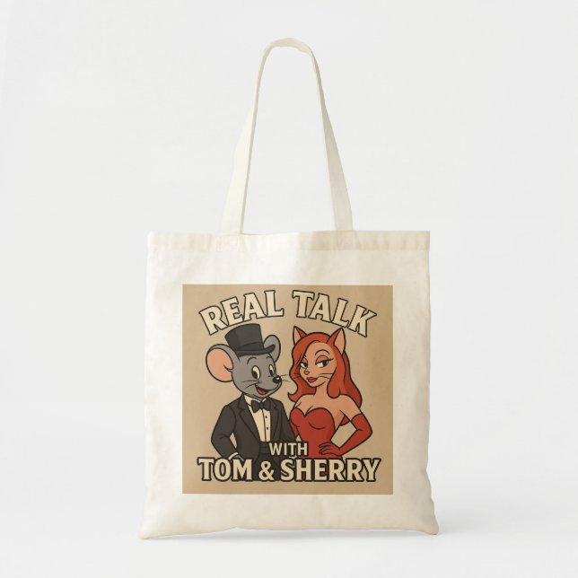 Real Talk with Tom and Sherry Cartoon Tote Tygkasse (Framsidan)