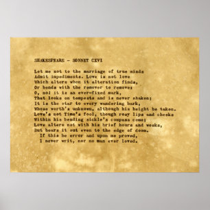 Real Typewriter Shakespeare Sonnet 116 (CXVI) Poster
