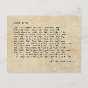 Real Typewriter Shakespeare Sonnet 18 (XVIII) Inbjudningar