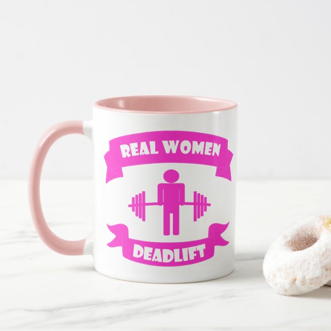 Real Women Deadlift Barbell Weightlifting Mugg (Med munk)