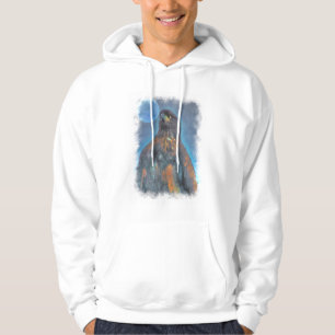Real Young Örn och Måne Painting Sweatshirt Med Luva
