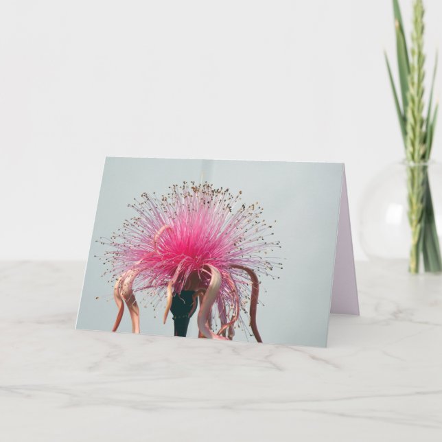 Realfiberoptiskt blomma och Flamingo Tack Kort (Framsida)