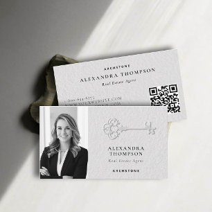 Realfotot av Gods Faux Embossed Nyckel Black White Visitkort