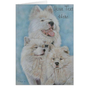 realist porträtt white akita hund hälsningskort