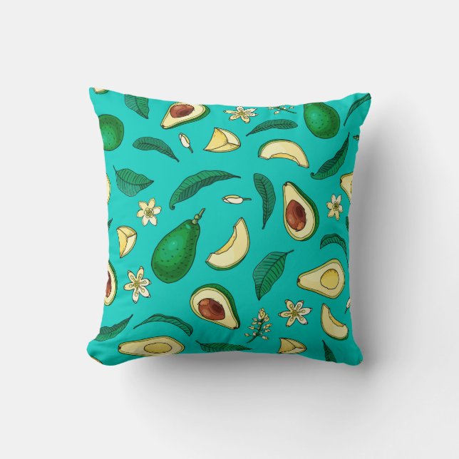 Realistic avocado. Seamless pattern. Summer exotic Kudde (Framsida)