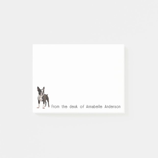 Realistic Boston Terrier Personalize Notes Post-it Block (Framsida)