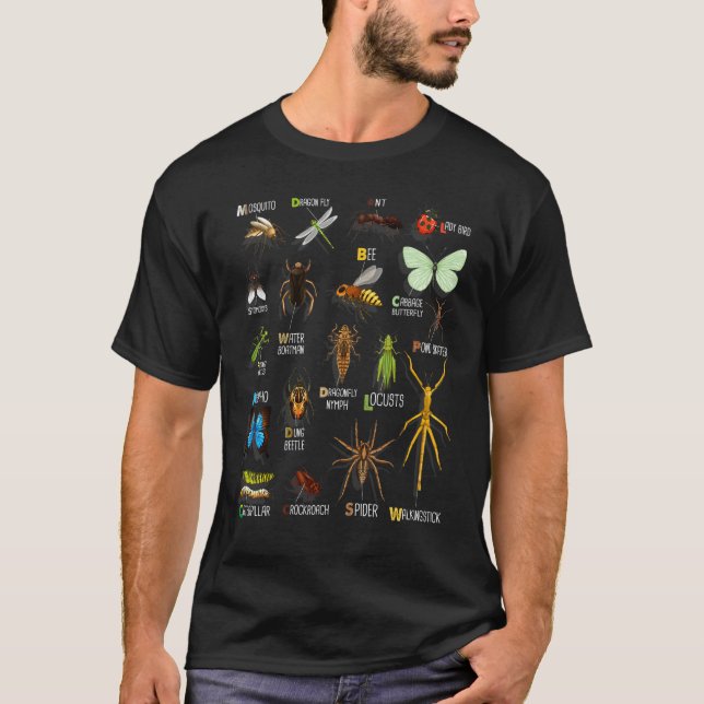 realistic bugs Collection chart Species insect Ent T Shirt (Framsida)
