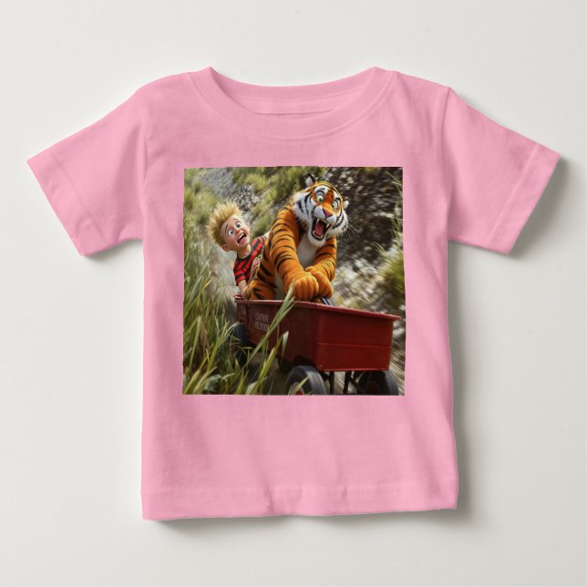 Realistic Calvin and Hobbes Baby Tee (Framsida)