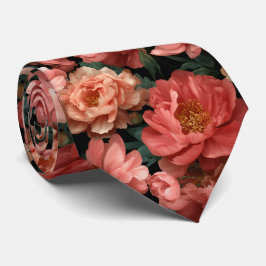 Realistic Coral Peony Floral Pattern Slips
