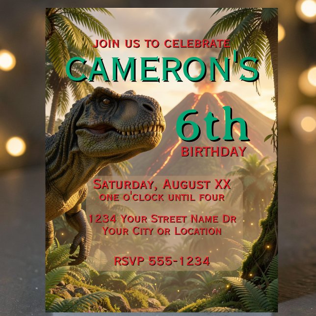 Realistic Dinosaur T-Rex Birthday Party Inbjudningar (Skapare uppladdad)