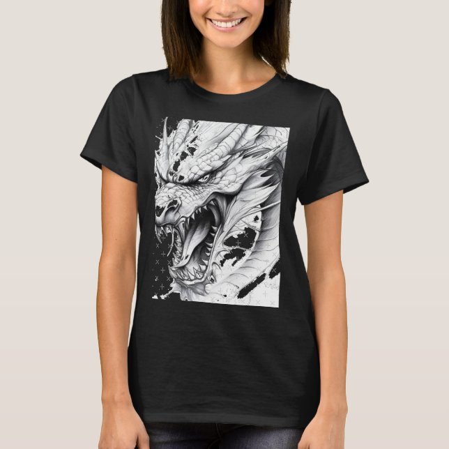 Realistic Dragon Drawing Sticker1  T Shirt (Framsida)