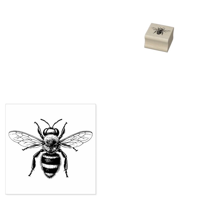 Realistic Fuzzy honey Bee Stämpel (Stämplad)