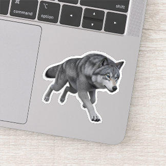 Realistic Grey Wolf 3D Digital Art Die-Cut Sticker Klistermärken
