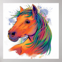 realistic horse illustration in watercolor style