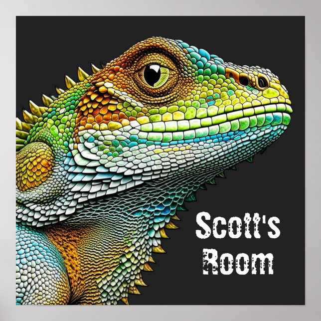 Realistic Lizard Iguana Personlig Poster (Framsidan)