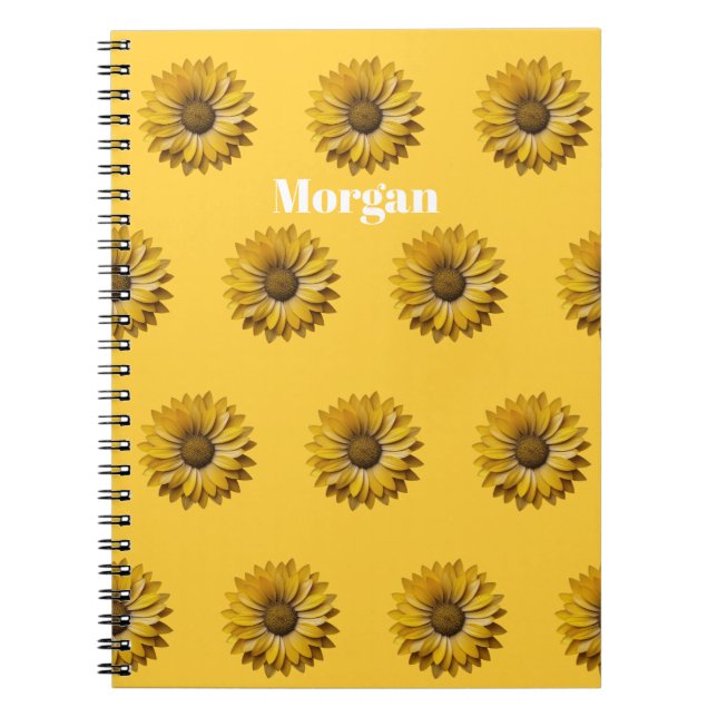 Realistic Minimal Sunflower Pattern Custom Anteckningsbok (Framsidan)
