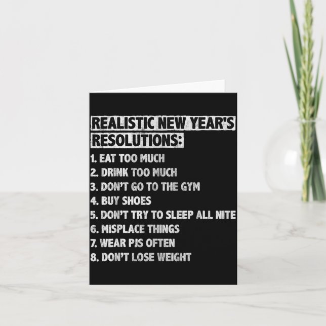 Realistic New Year's Resolutions Sayings Quote Fun Kort (Framsida)