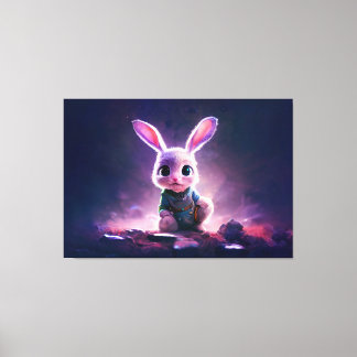 Realistic oil painting of a cute bunny canvastryck
