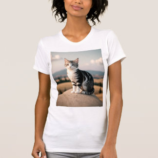 Realistic Outdoor Cat Portrait  T Shirt