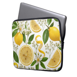 Realistic Pressed Lemon & Botanical Floral Pattern Laptop Fodral
