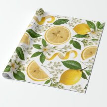 Realistic Pressed Lemon & Botanical Floral Pattern