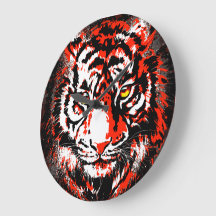 Realistic Red Tiger Head - Red Tiger Clock