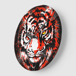 Realistic Red Tiger Head - Red Tiger Clock Stor Klocka