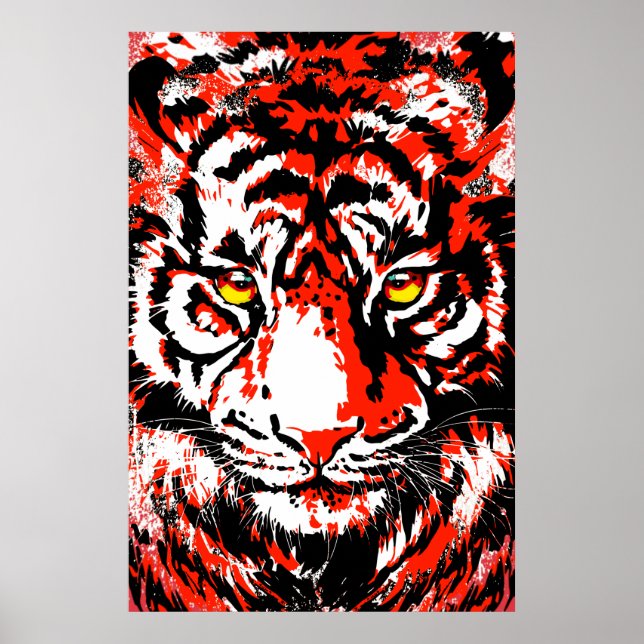 Realistic Red Tiger Head - Tiger Poster (Framsidan)