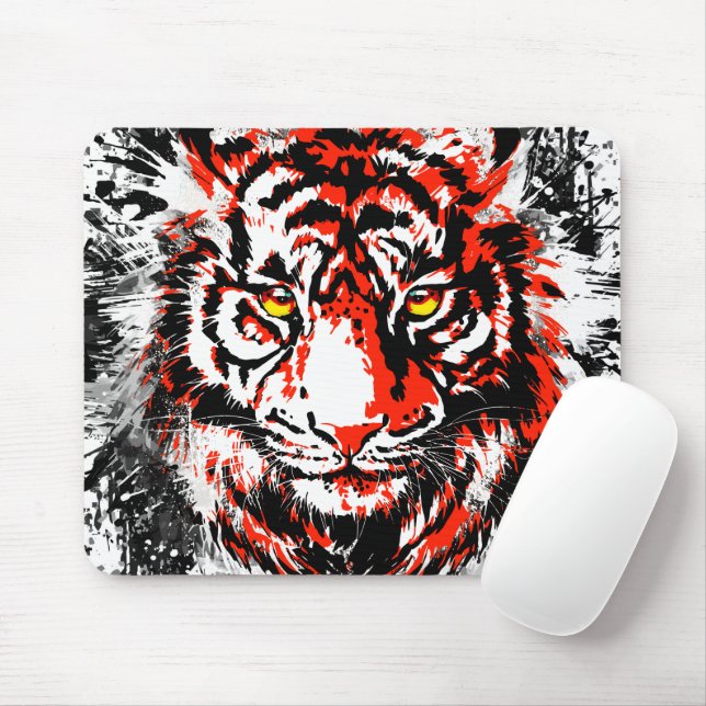 Realistic Red Tiger Mouse Pad - Tiger Mousepad Musmatta (Med mus)