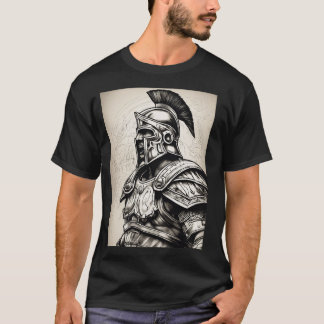 Realistic Roman Gladiator Tattoo Linoke - Black T Shirt